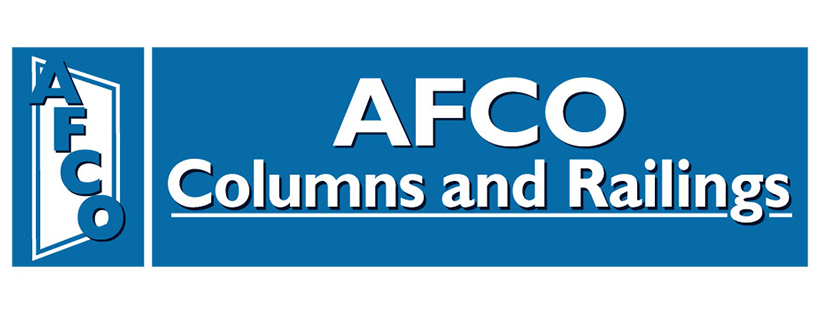 AFCO Columns and Railings logo in blue and white.