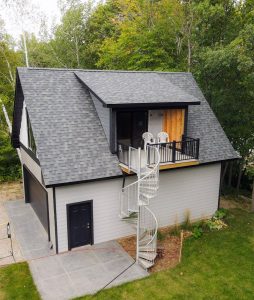 Custom new construction of a two level garage, built by Carter Custom Construction