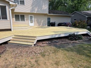 custom-built-wooden-deck_twin-cities wooden deck with wide stairs, built by Carter Custom Construction