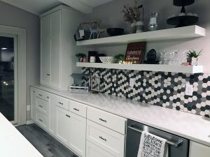 modern-gray-kitchen-remodel_woodbury-mn Kitchen remodel with open shelving and white cabinets, by Carter Custom Construction